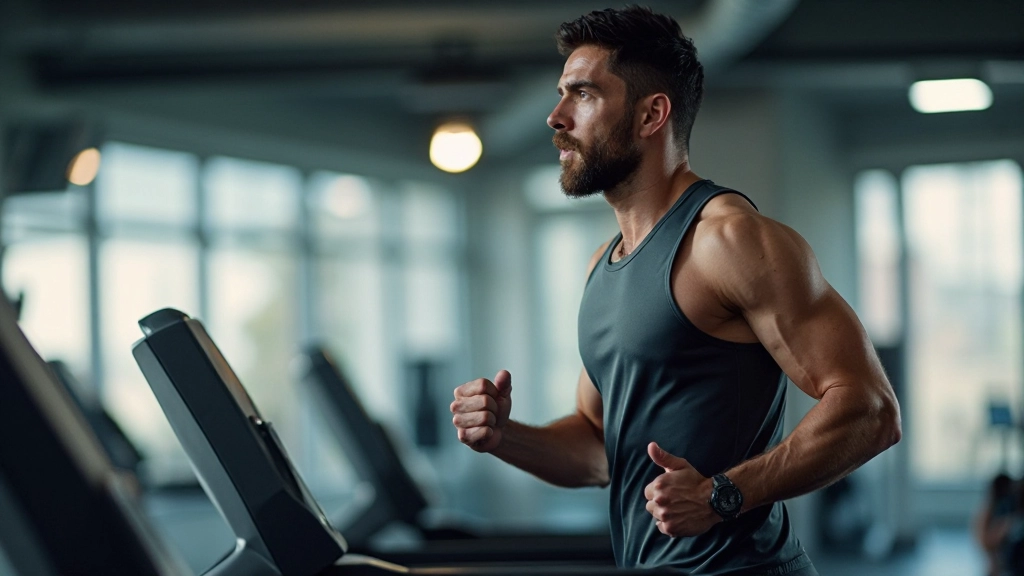 شخص يركض على جهاز المشي في صالة رياضية