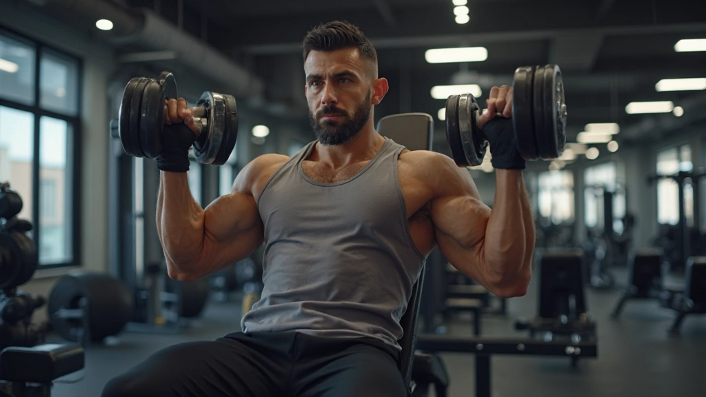 مدرب شخصي يوضح التقنية الصحيحة لتمرين الضغط في بيئة صالة ألعاب احترافية